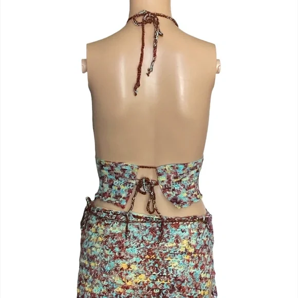 OOAK Tie Dye Crochet Crop Top Handmade Adjustable One Size fits S-L - Picture 5 of 16